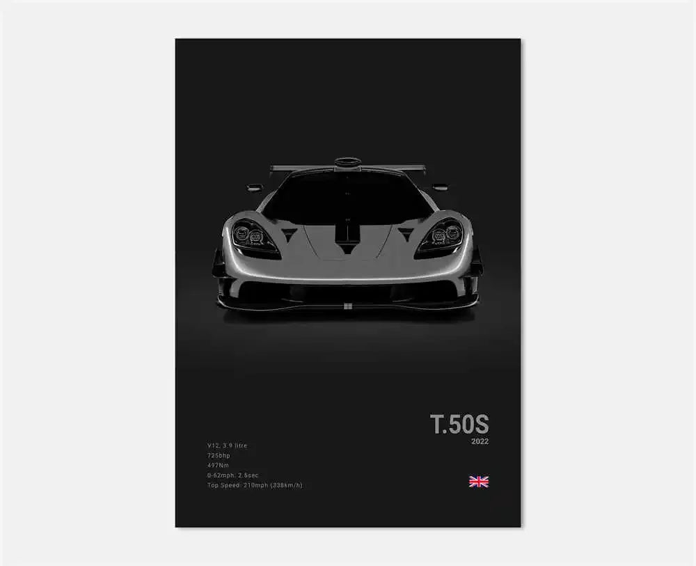 Pop Art Black Luxury Supercar Canvas Poster Wall  Home Mancave Decor Ghost GT RS