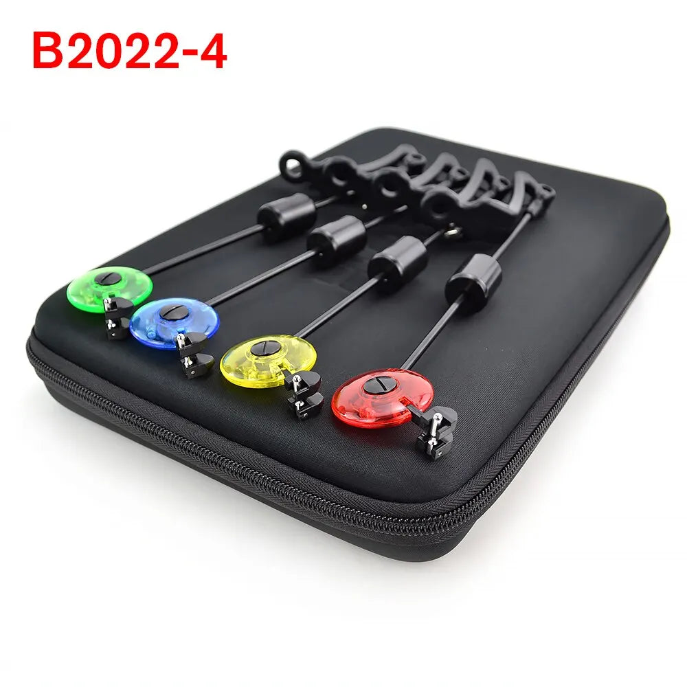 LED Carp Fishing Swingers Drop Off Indicator Set – 4 Colors in Zipped Case