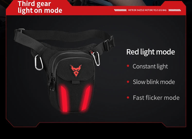 Waterproof Motorcycle Drop Leg Bag with LED Light - Moto Pack for Outdoor Sports