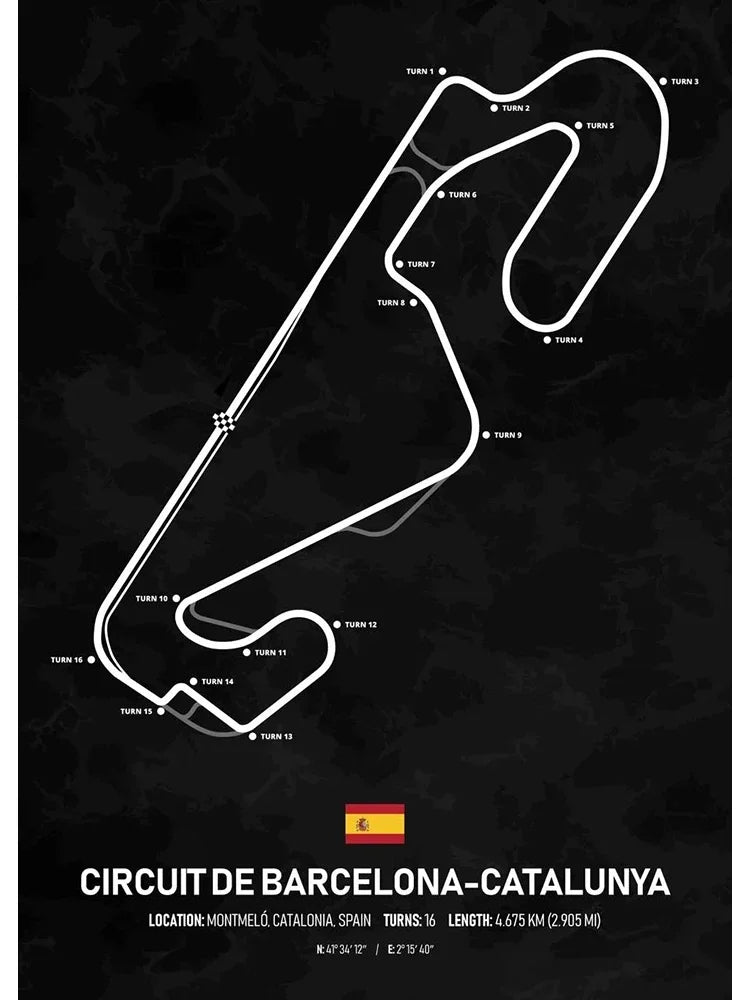 F1 Racing Track Poster Canvas Prints Monaco, Silverstone, Spa, Le Mans - Mancave