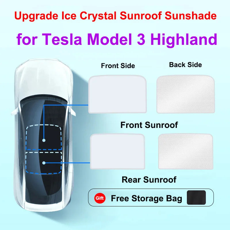 Tesla Model 3+ Highland 2024 Model Y Sunroof Sunshade UV Heat Block Ice Cloth