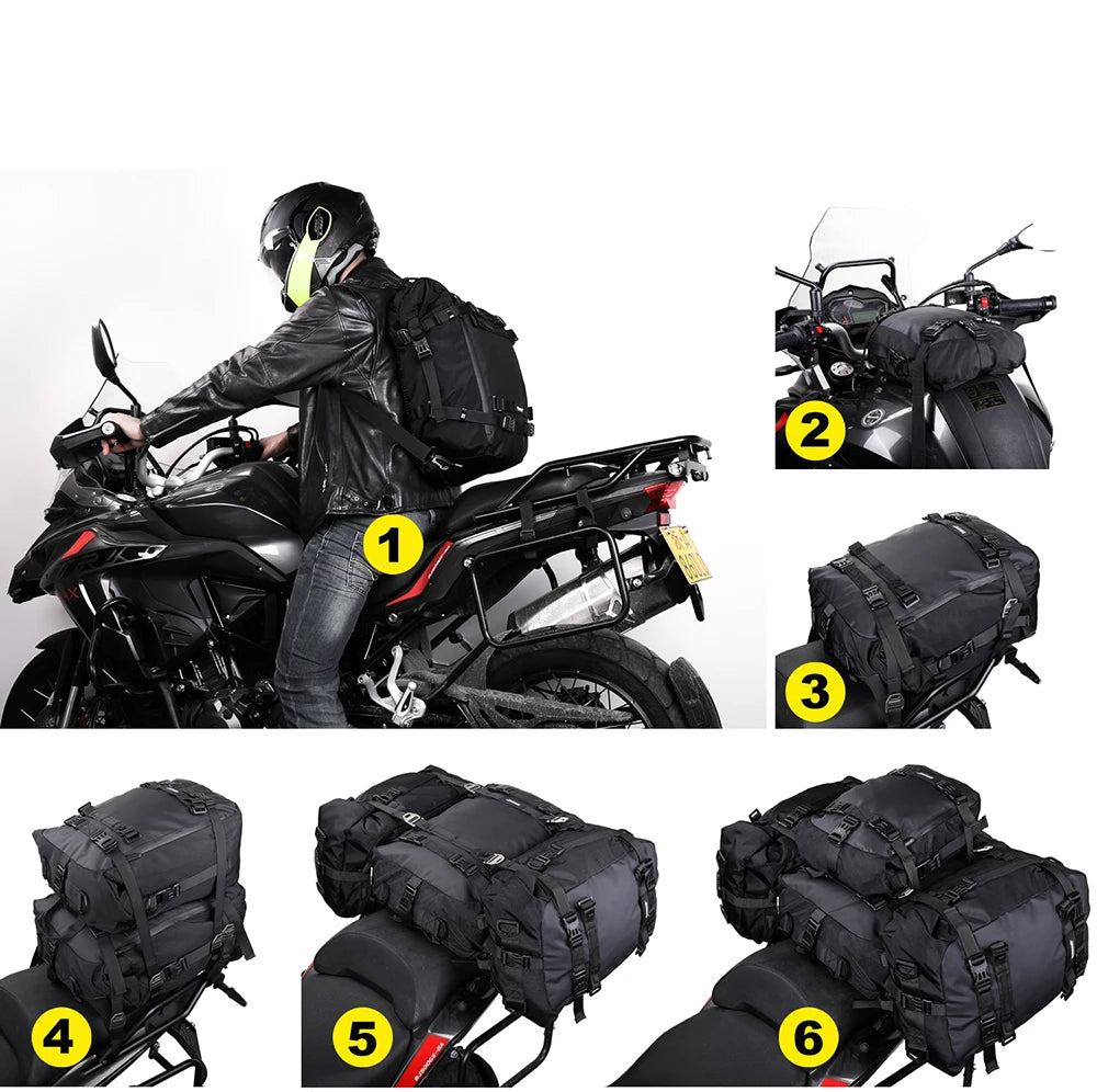 Rhinowalk Motorcycle Saddle Luggage Waterproof Rear Seat Bag 10L 20L 30L