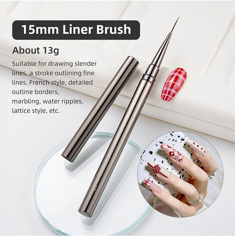 5PC Nail Art Liner Brushes Set - Metal Handle, Acrylic UV Gel Paint DIY Manicure