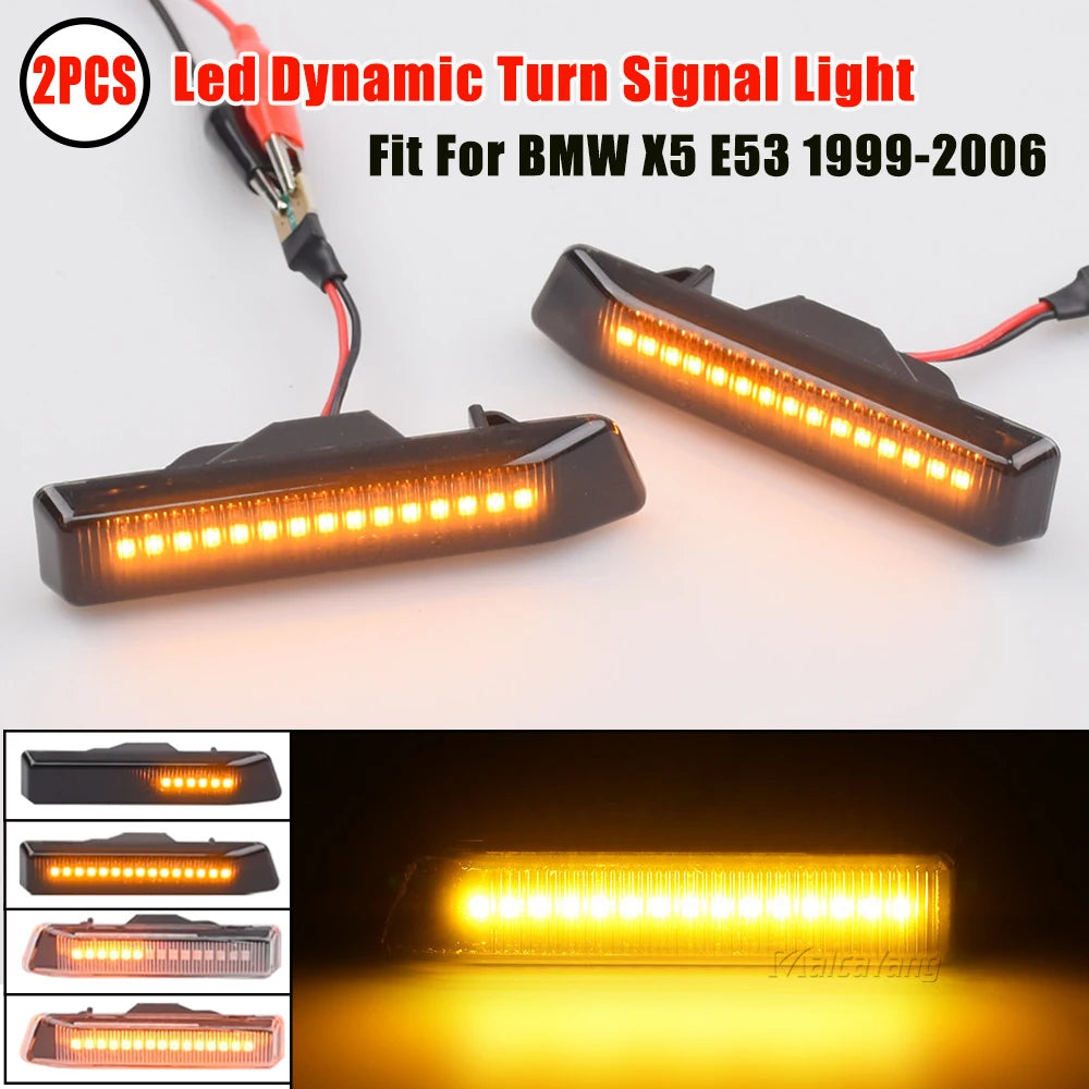 Dynamic LED Fender Turn Signal Light for BMW X5 E53 E36 M3 2000-2005 Side Lamp