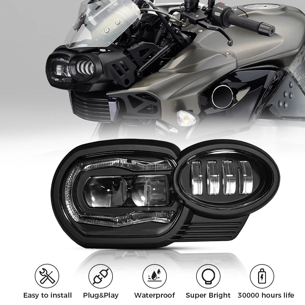 LED Headlight Upgrade for BMW K1200R K1300R 2005-2013 w/ DRL, Projector