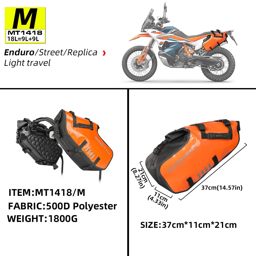 Rhinowalk Motorcycle Side Bags 100% Waterproof 18L/28L/48L Large-Capacity Panniers