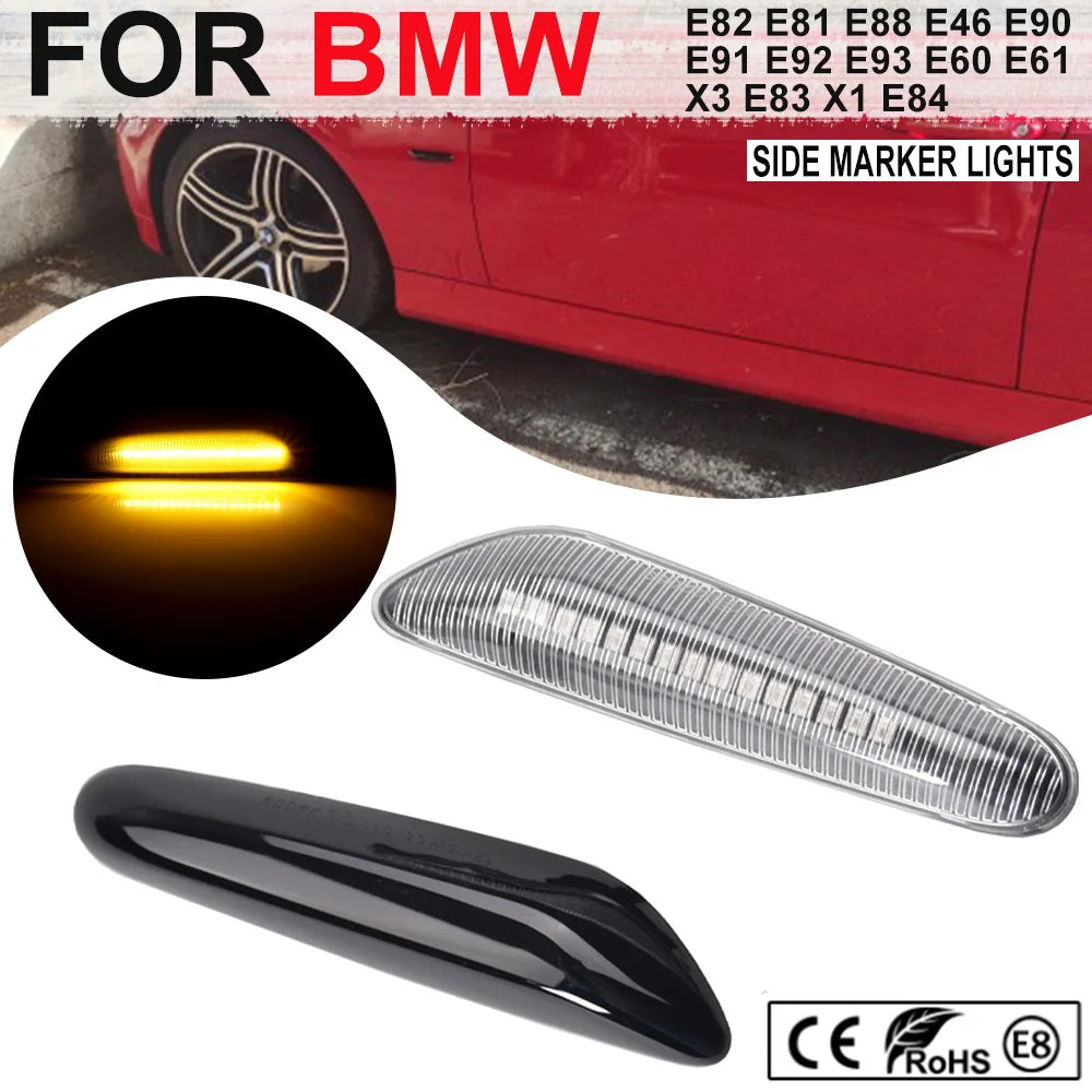 Sequential LED Turn Signal Side Marker Lights for BMW X3 X1 E46 E90 E92 E87 E88