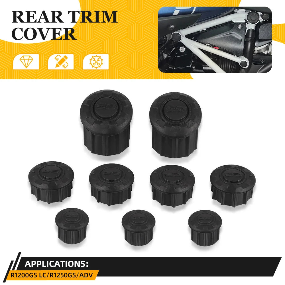BMW R1200GS R1250GS Frame Hole Caps Plug 2014-2024 Adventure Cover 9pc set