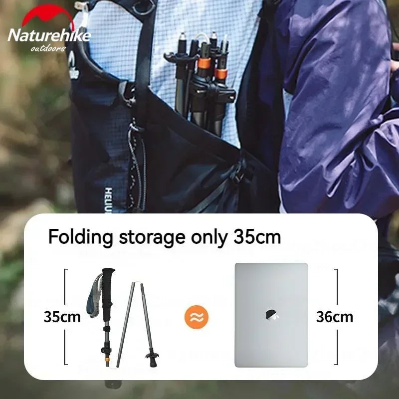 Folding Trekking Pole 5-Section Carbon Aluminium Ultralight Hiking Stick x1