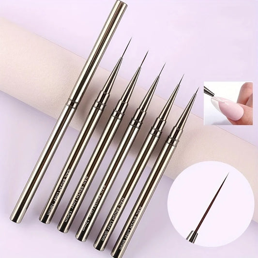 5PC Nail Art Liner Brushes Set - Metal Handle, Acrylic UV Gel Paint DIY Manicure