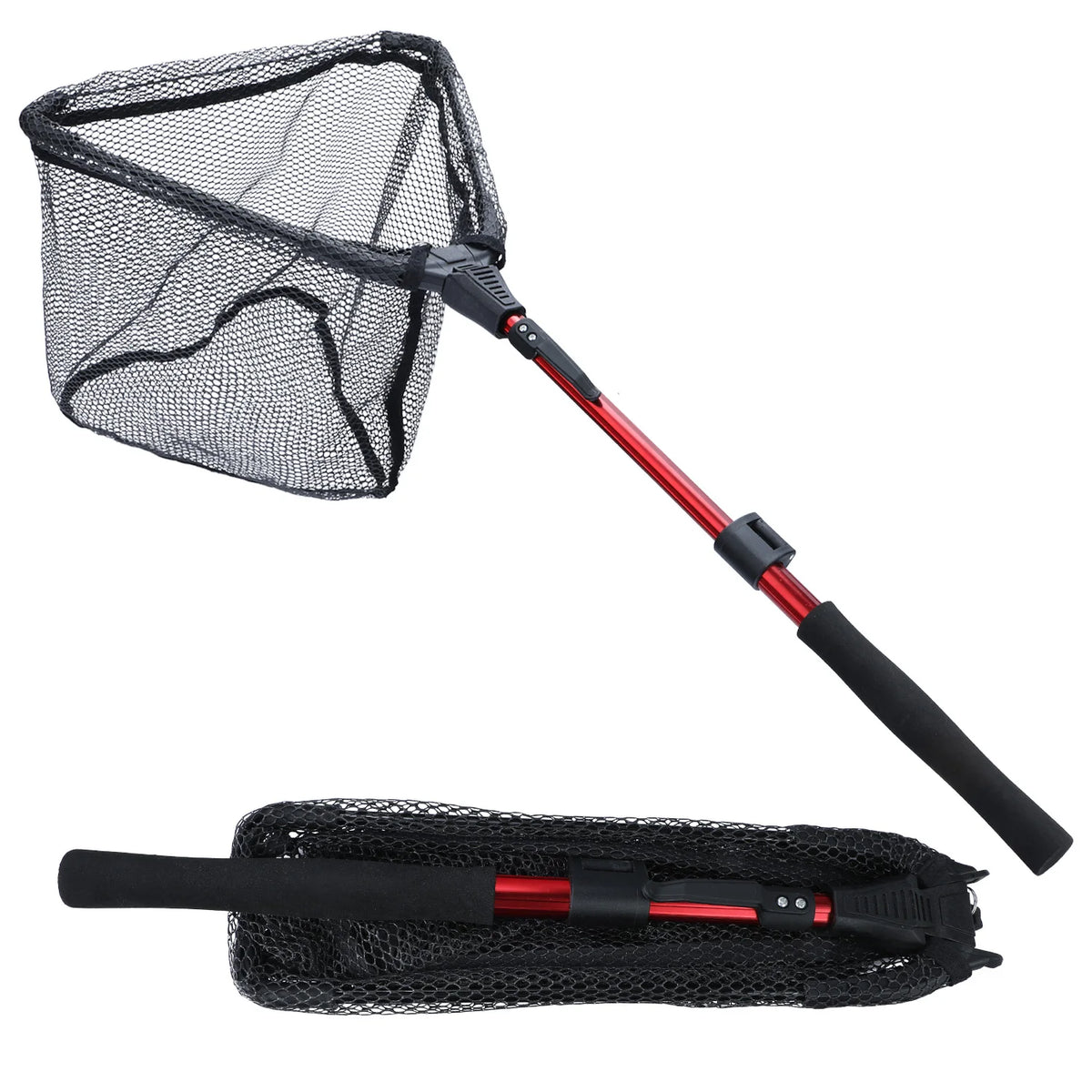 Portable Retractable Fishing Net 75/95/115cm for Bass, Carp, Trout, Multifilament