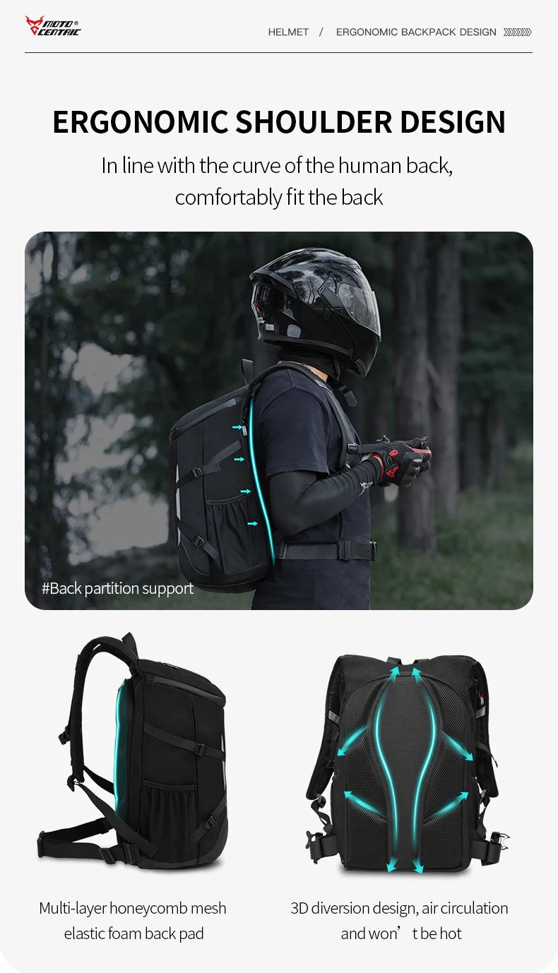 28L Motorcycle Backpack Waterproof Helmet Bag Travel Knapsack Touring luggage