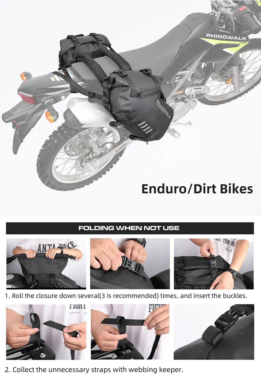 Rhinowalk Motorcycle Side Bags 100% Waterproof 18L/28L/48L Large-Capacity Panniers