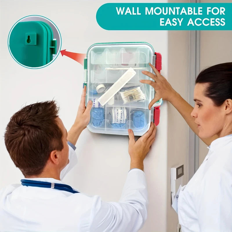 350pc Emergency First Aid Kit – Home, Office, Camping, Wall-Mountable Hard Case