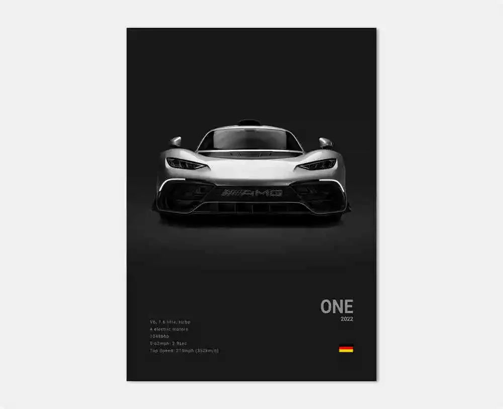 B&W Luxury Sports Car Poster Canvas Wall Art Garage Mancave Merc G63 SL GTR AMG