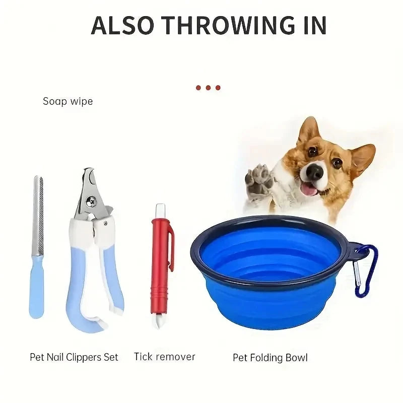 127-Piece Compact Dog & Cat Travel First Aid Kit + Manual, For Hiking & Camping