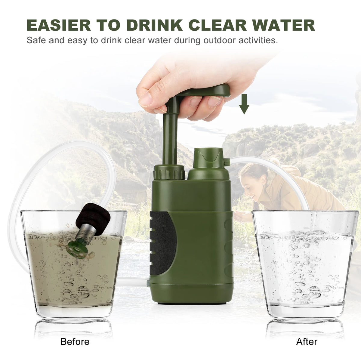 Water Filter Purifier 5000Litre Camping Hiking Emergency Survival Gear Outdoor