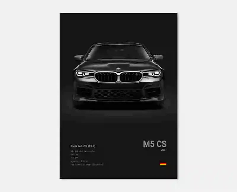 Pop B&W Luxury Car Canvas Poster Mancave Supercar MSport F80 M3 M140 GTR F87 G80