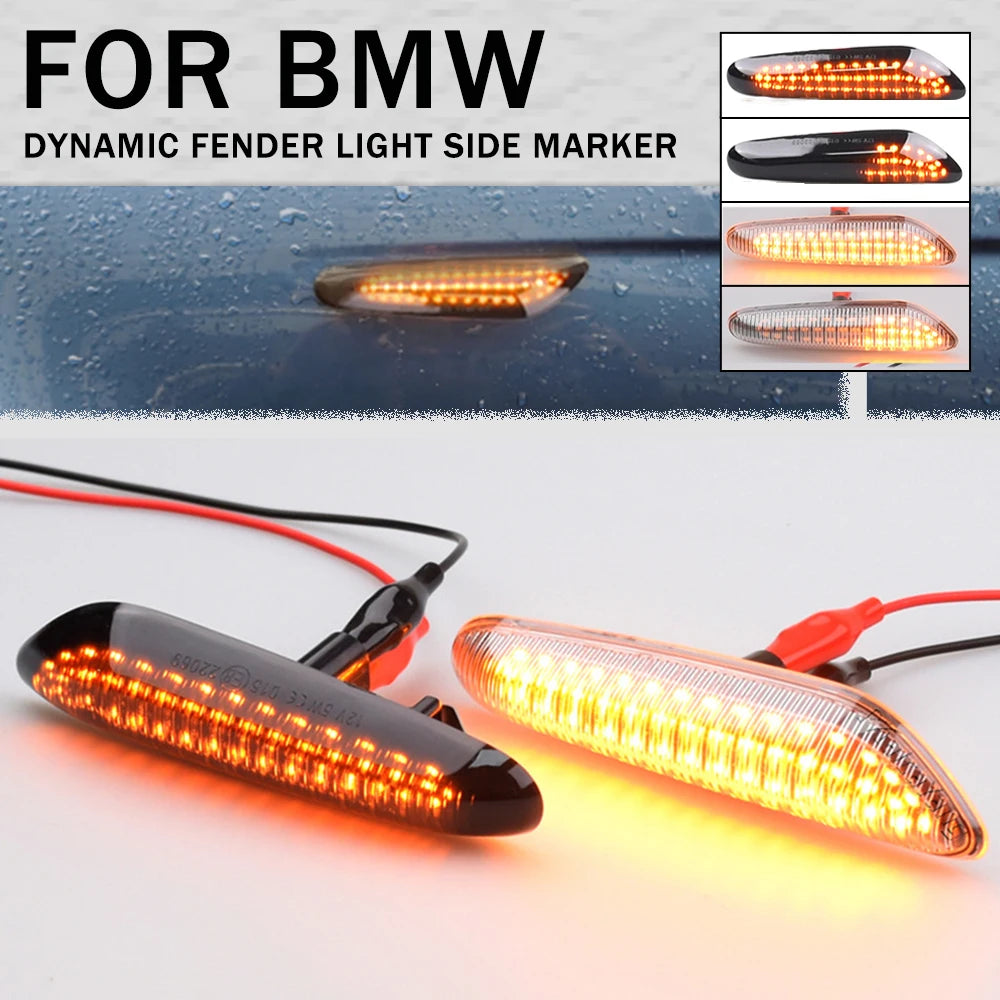 Sequential LED Turn Signal Side Marker Lights for BMW X3 X1 E46 E90 E92 E87 E88