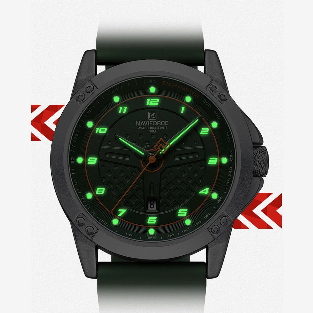 NAVIFORCE Men's Sport Quartz Watch – Waterproof, Luminous, Date Display