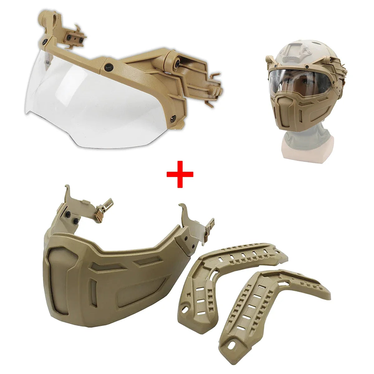 Tactical FAST Helmet Half Face Mask with Flip Goggles for Airsoft Paintball Hunting