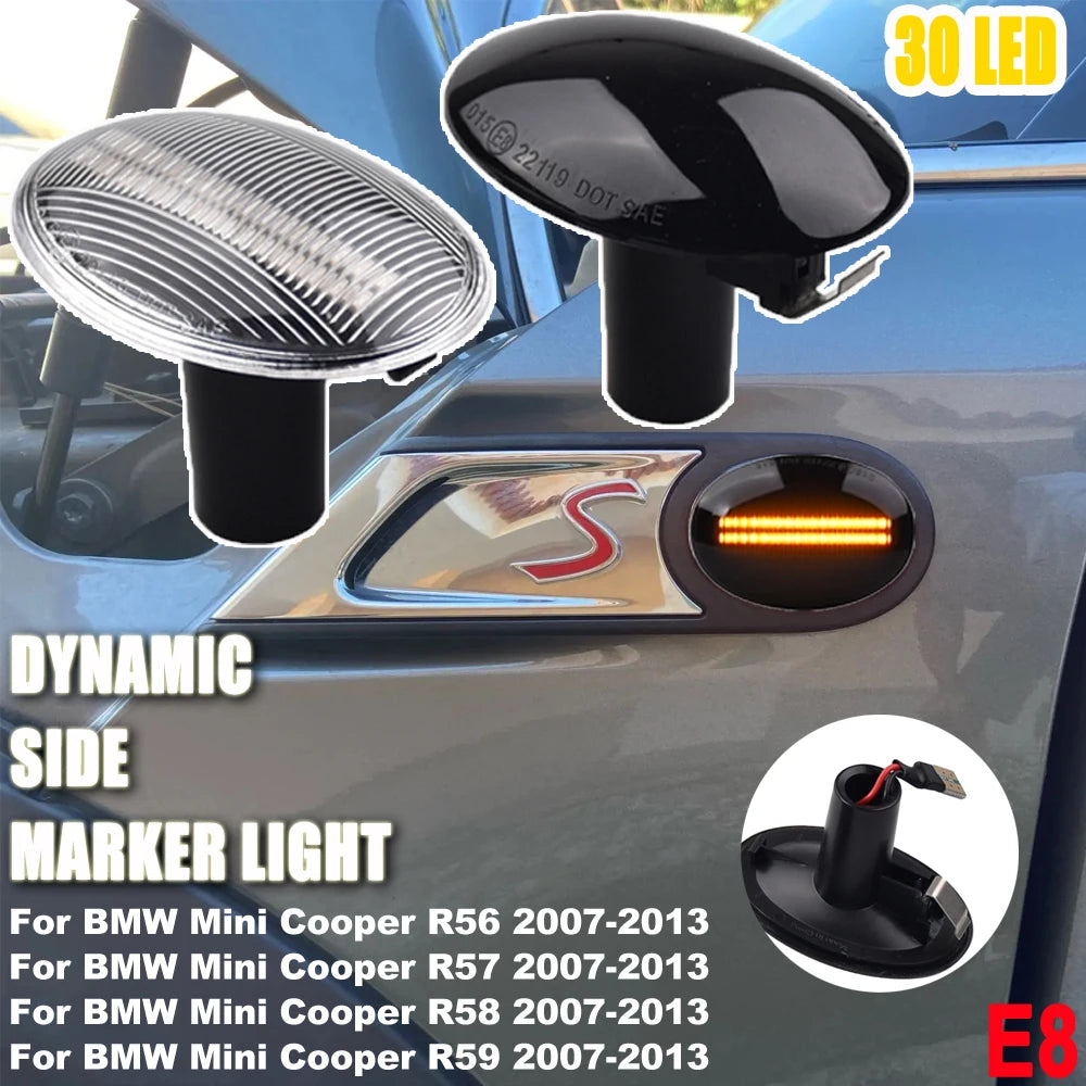 Pair Dynamic LED Side Marker Light Indicator for BMW MINI Cooper R55 R56 R57 R58