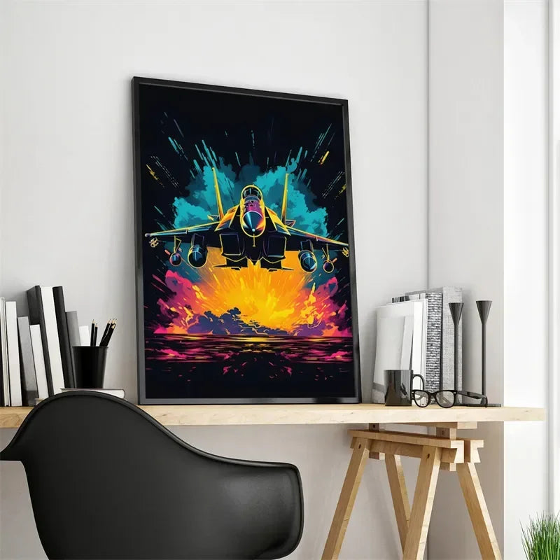 Pop Neon Video Game Character Canvas Wall Art Gamepad Headphones Gaming Room