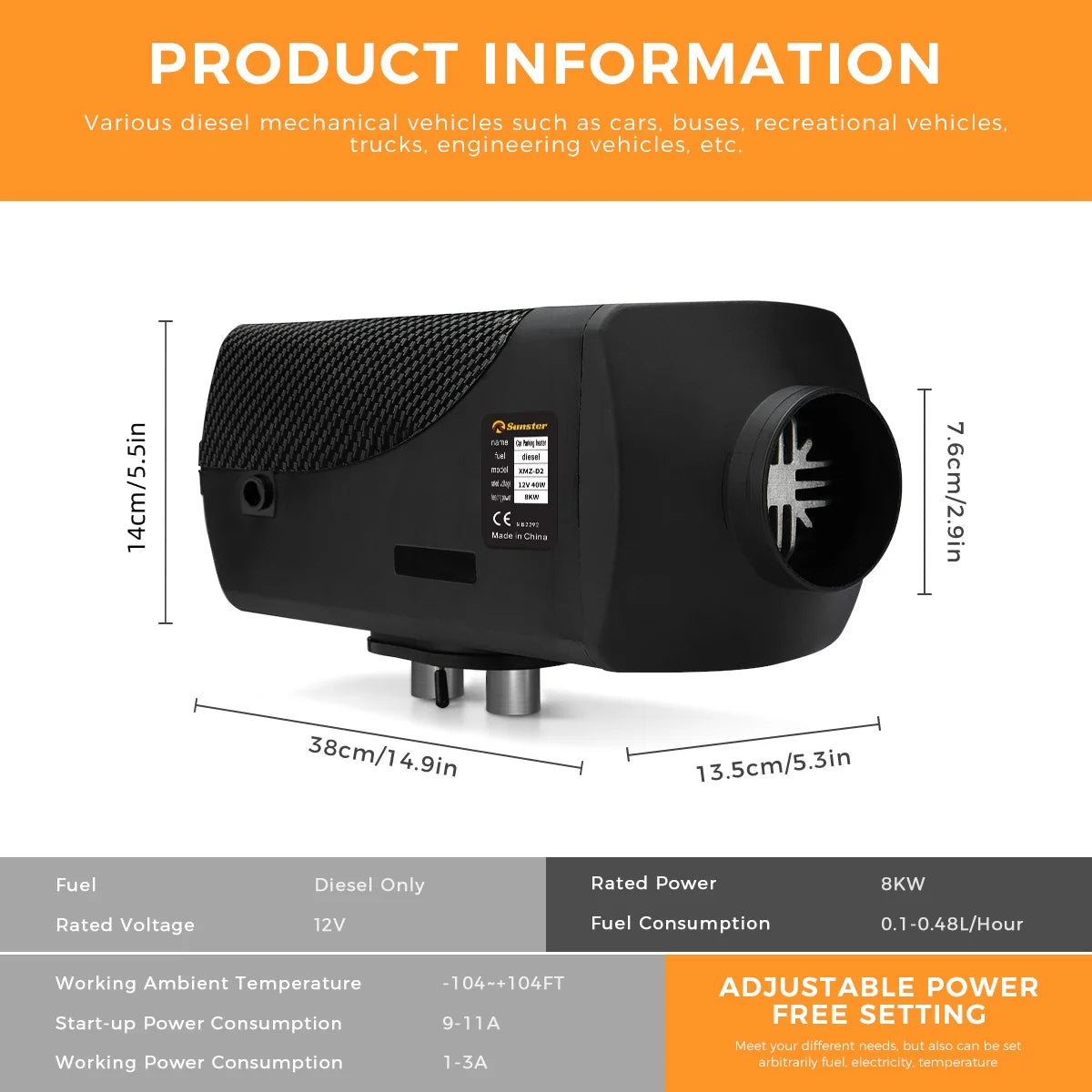 8KW 12V Diesel Air Heater w/ LCD, Remote & Silencer Car Truck Boat UK STOCK