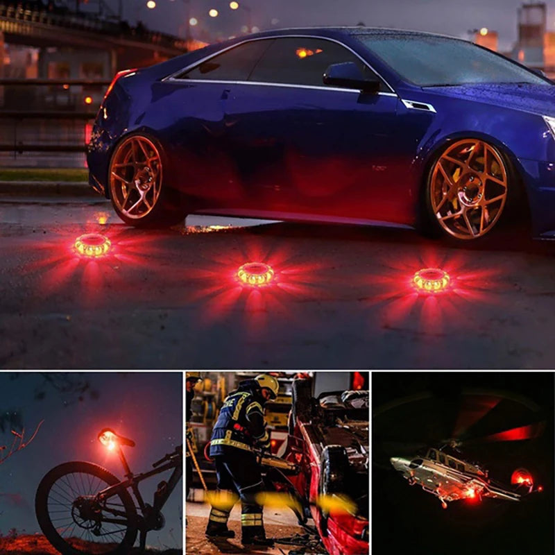 LED Warning Light Safety Flare 9-Mode Emergency Strobe Magnetic USB/Batt