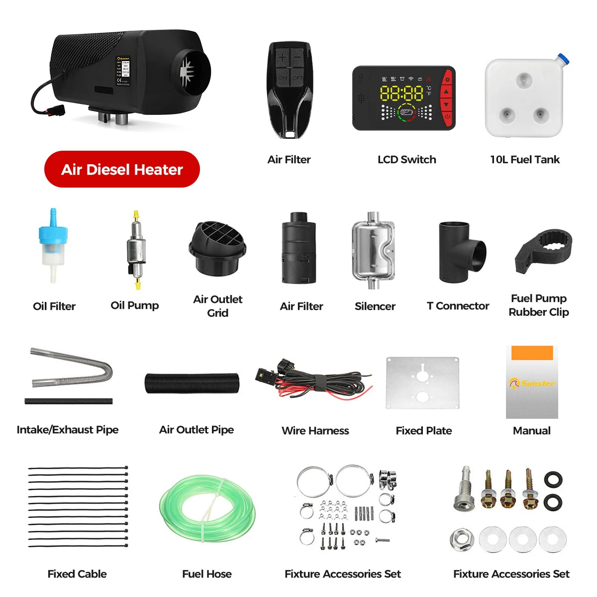 8KW 12V/24V Diesel Air Heater Bluetooth App & Remote Control for RV Camper Van