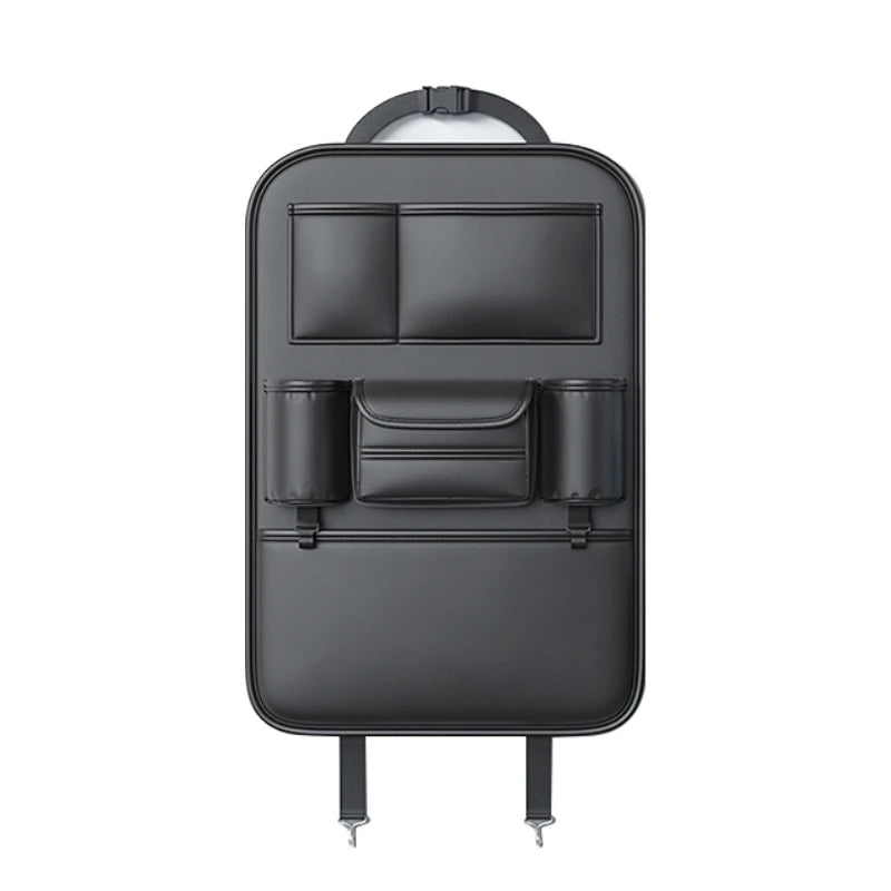 All-in-One Car Seat Back Organizer – PU Leather, Tissue & Cup Holder, Anti-Kick