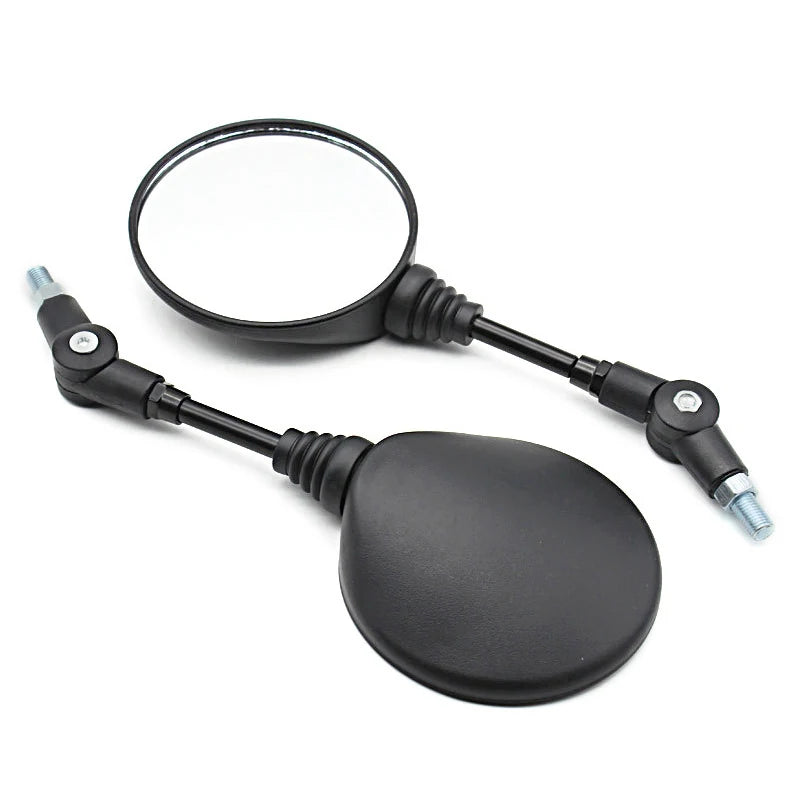 2pcs Foldable Round 10MM Motorcycle Rearview Mirrors - Universal Fit Black