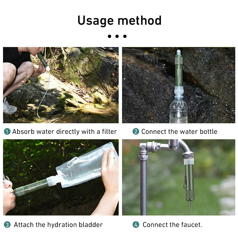 Mini Water Filter Straw – 4000L Purifier for Camping, Hiking & Emergency Use