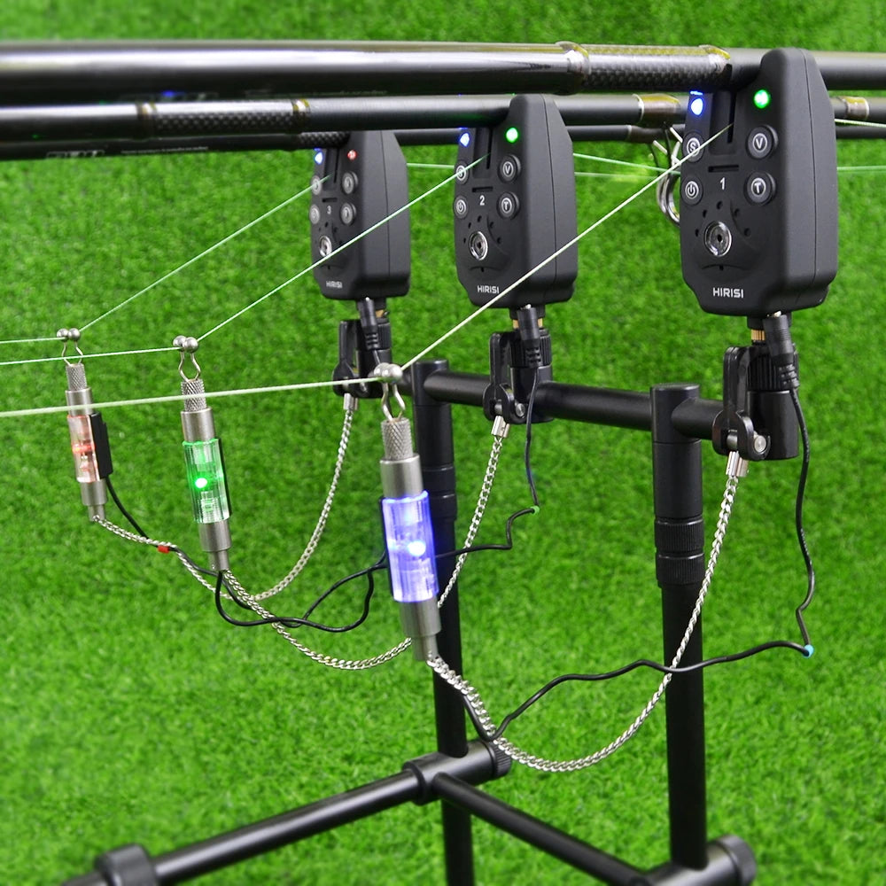 Wireless Carp Fishing Bite Alarm Set 1+4 w/ 4 LED Swingers B1203S-D