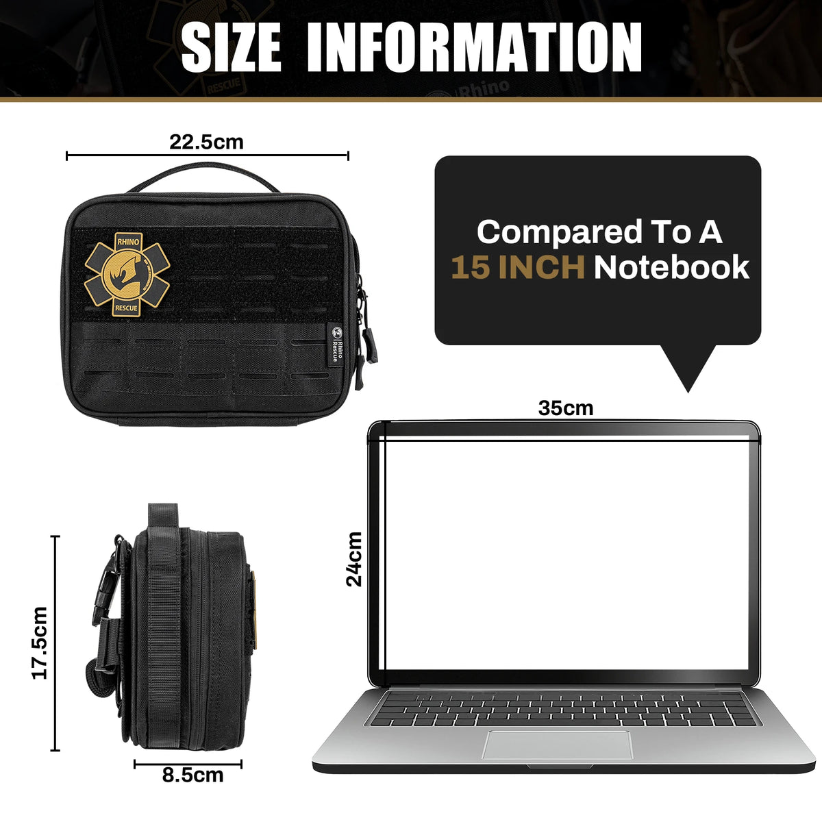 RHINO RESCUE Vehicle Emergency First Aid Kit Tourniquet MOLLE Pouch Organizer