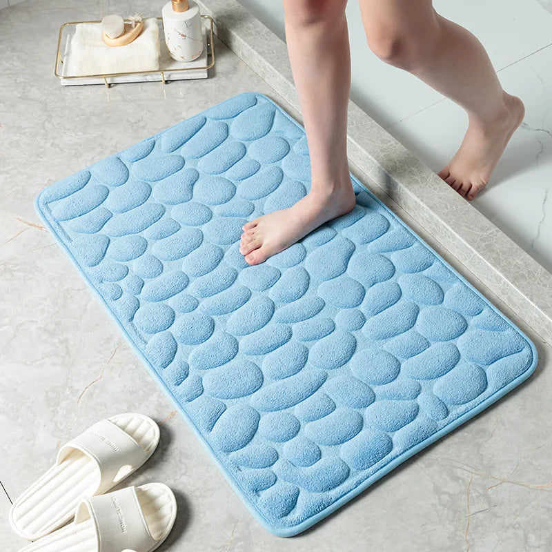Cobblestone Memory Foam Bath Mat - Non-Slip Super Soft Bathroom Rug 40x60cm