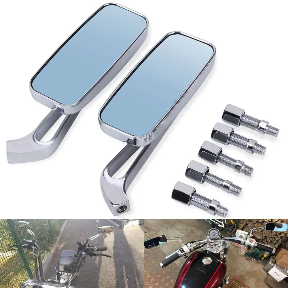 1 Pair 8/10mm Chrome Motorcycle Rear View Mirrors