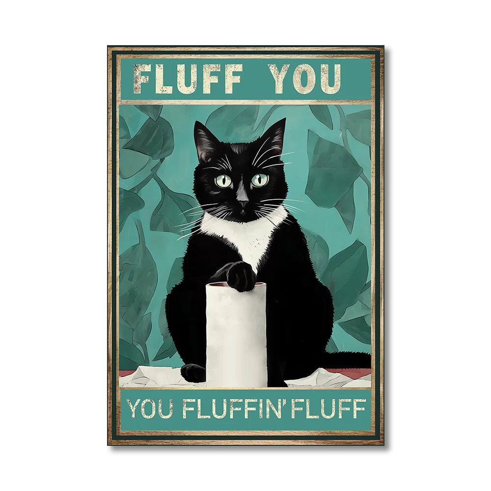 Funny Animals Wall Art Canvas Poster Prints Dinosaur Cats Dogs Retro Bathroom WC