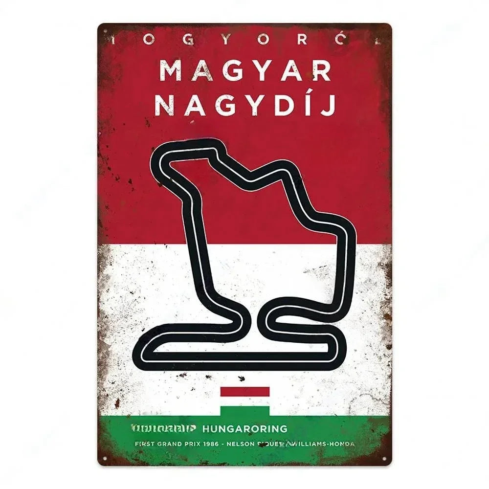 Vintage Race Track Metal sign F1 Aluminium Plaque Garage, Mancave, Home, Office