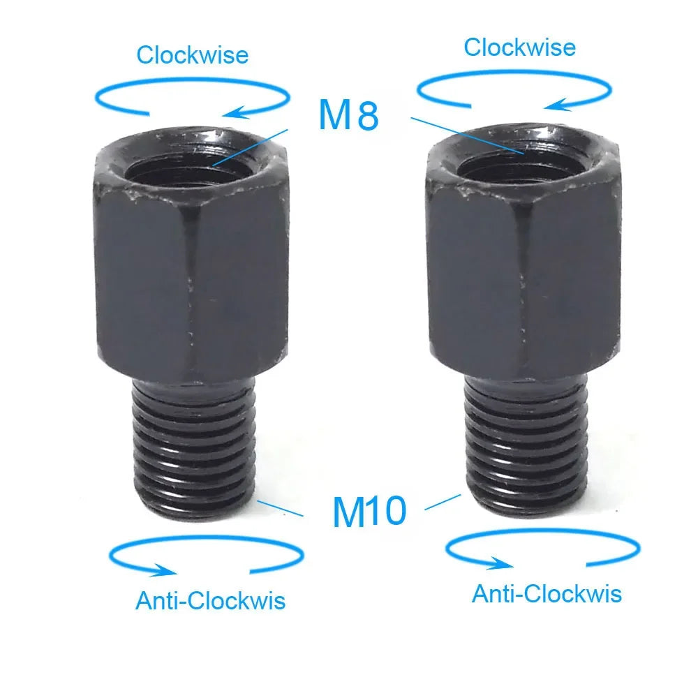 Black Motorcycle Mirror Adapters M10 M8 Right/Left Thread Conversion for Mirrors