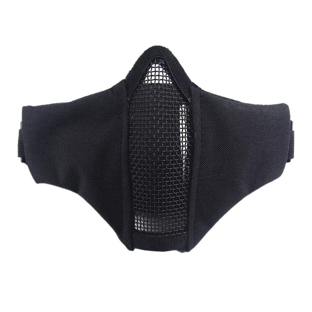 Tactical Airsoft Mask Half Face Steel Mesh Adjustable Face Protection Gear