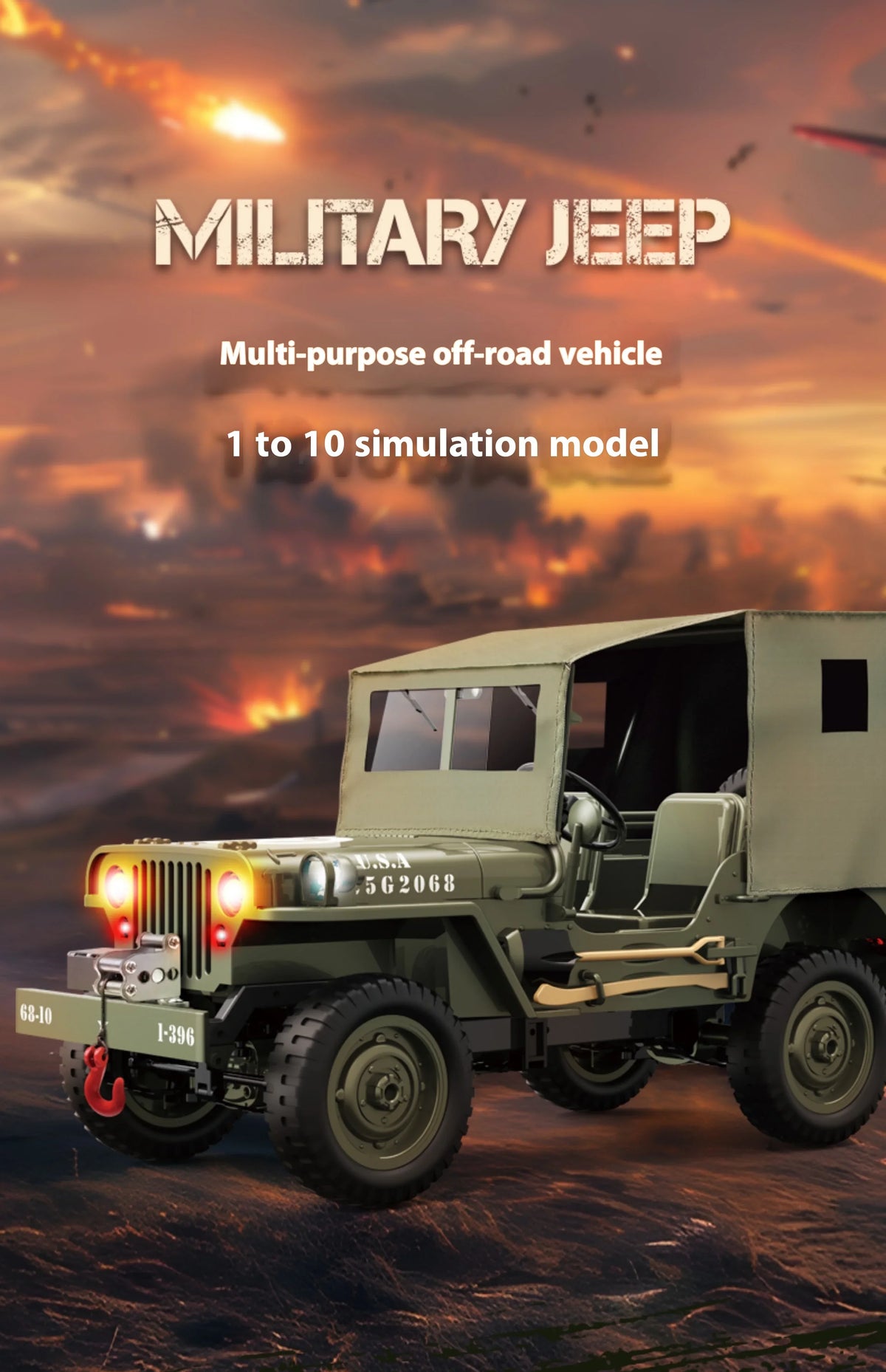 JJRC C8815 1/10 4WD RC Military Jeep style Truck RTR Off-Road Crawler upto 100m