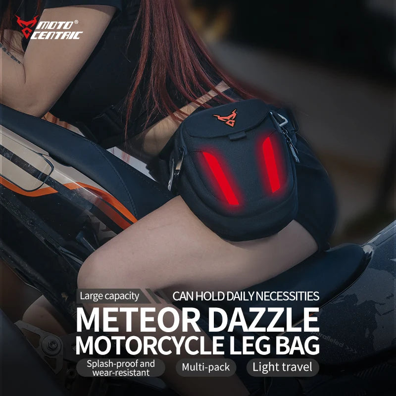 Waterproof Motorcycle Drop Leg Bag with LED Light - Moto Pack for Outdoor Sports