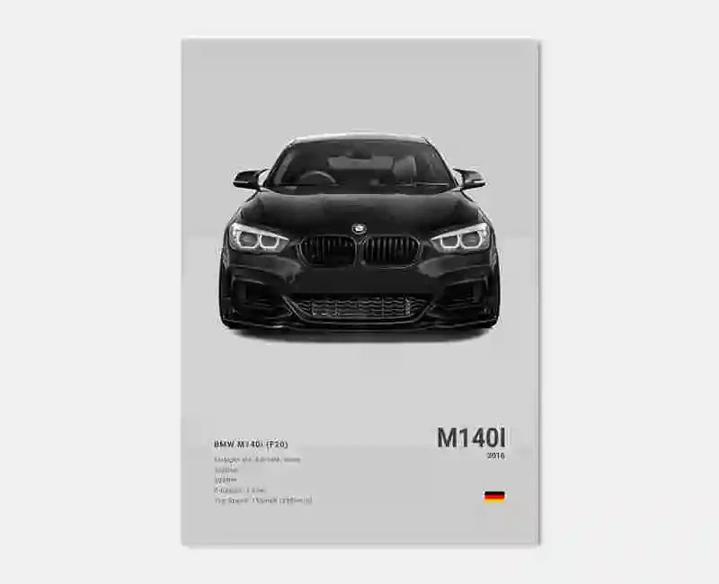 Pop B&W Luxury Car Canvas Poster Mancave Supercar MSport F80 M3 M140 GTR F87 G80