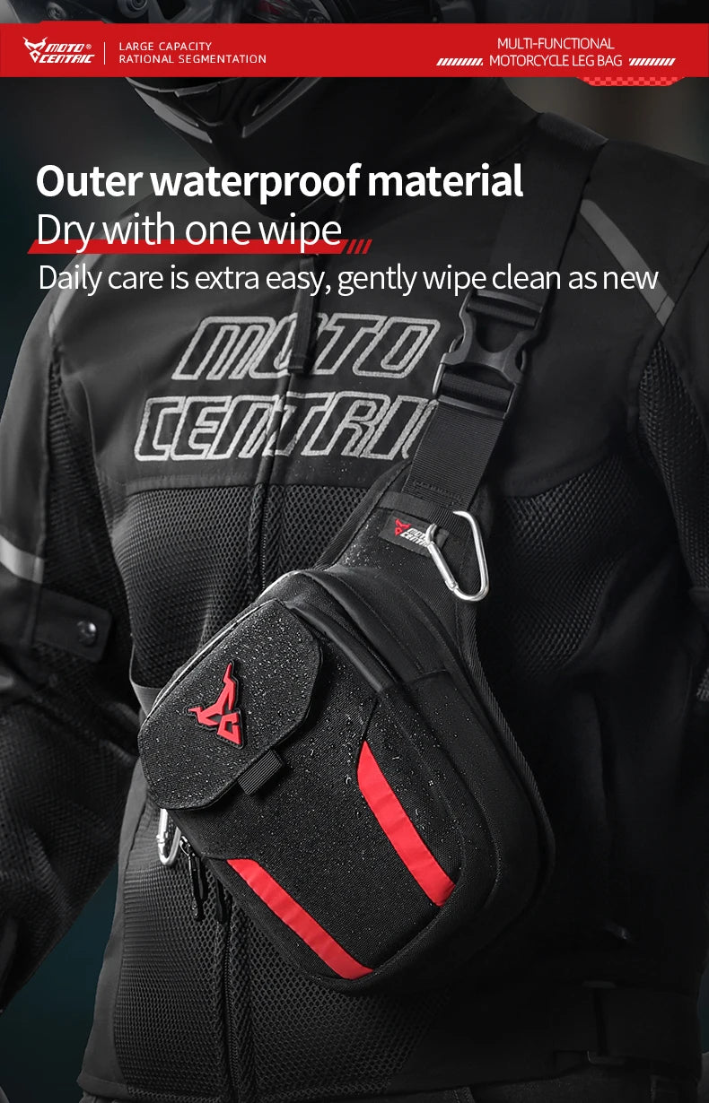 Waterproof Motorcycle Drop Leg Bag with LED Light - Moto Pack for Outdoor Sports