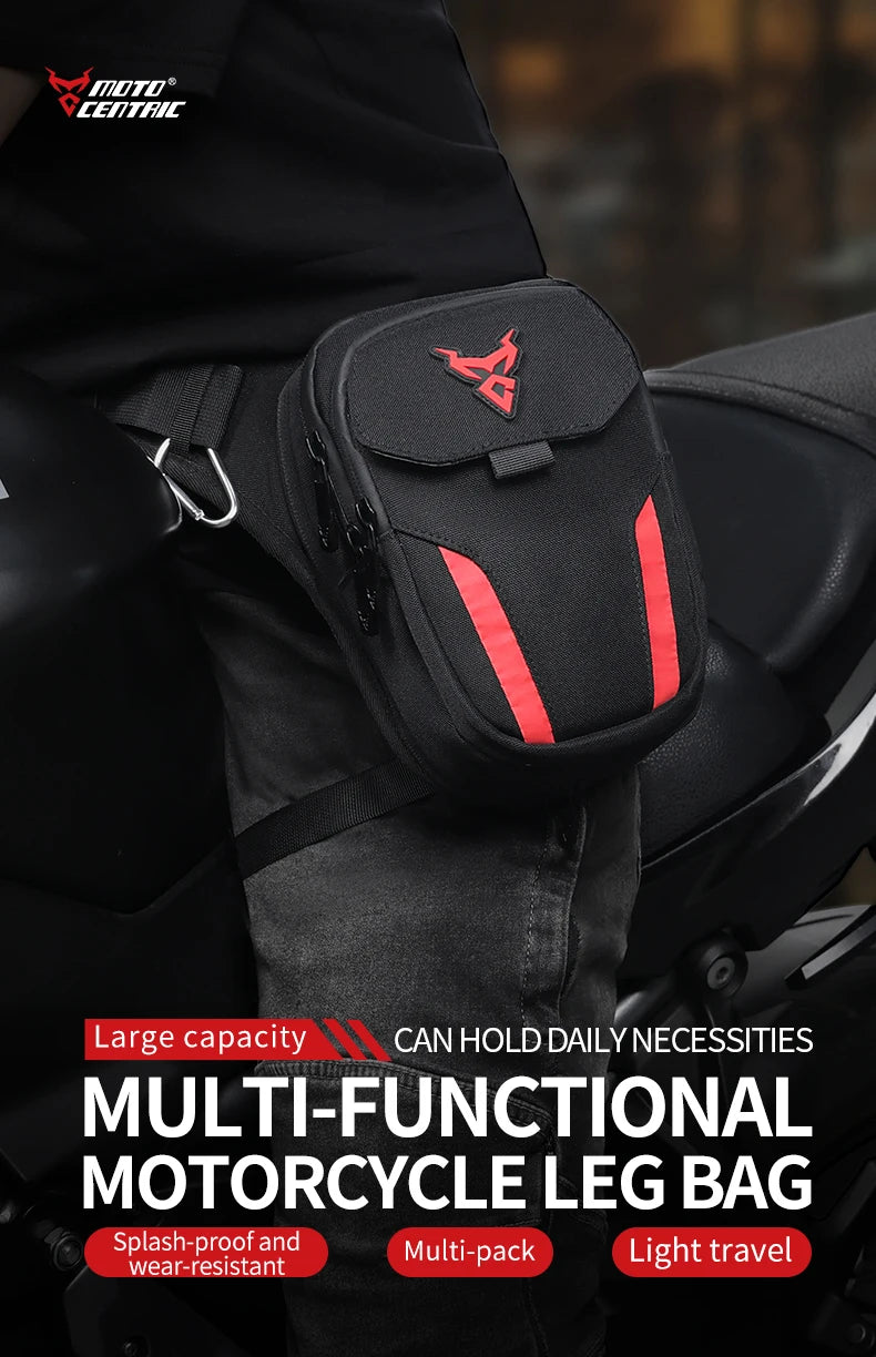Waterproof Motorcycle Drop Leg Bag with LED Light - Moto Pack for Outdoor Sports