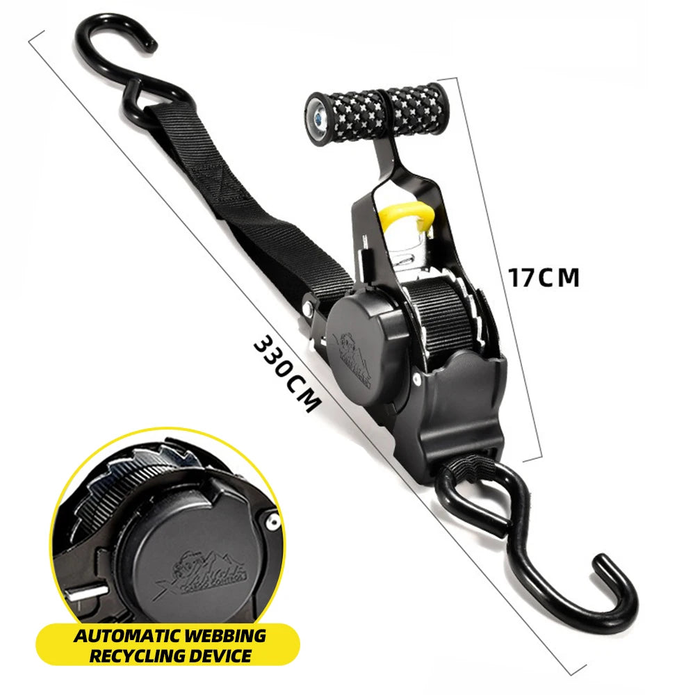 Retractable Ratchet Strap Auto Tie Down Load for Car Van Trailer Motorcycle