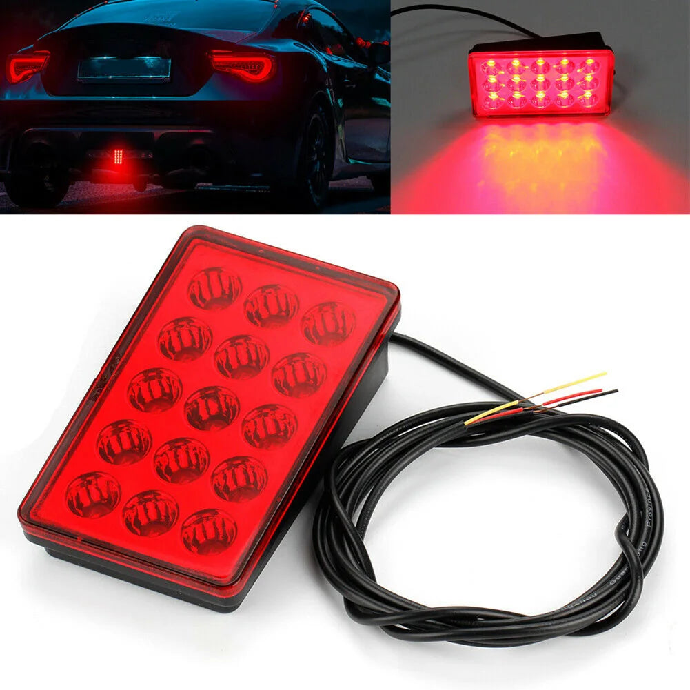 LED 3rd Brake Light F1 Style 15 LED Strobe Flashing Rear Tail Stop Light