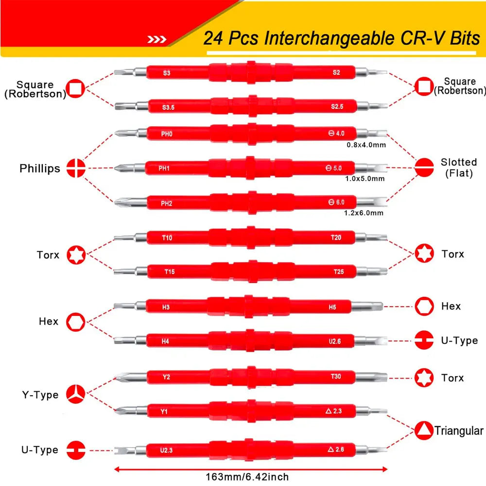 26 in 1 1000V Insulated Screwdriver Set, Electrician Professional Tools Magnetic