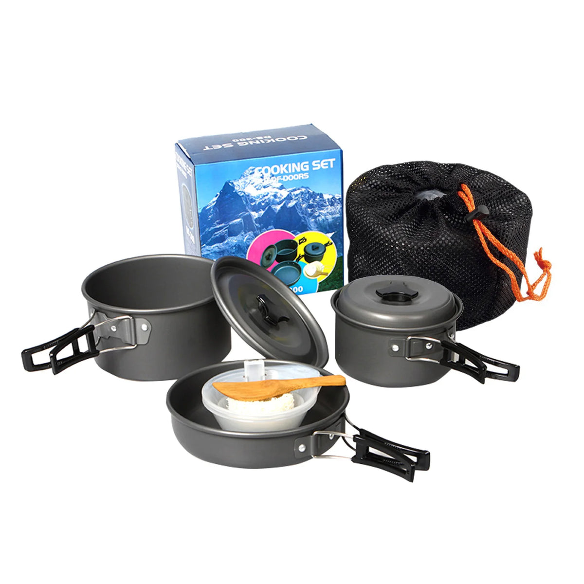 Camping Cookware Set Lightweight Non-Stick Pots Pans for 2-3 Person Outdoor